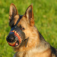 Deluxe Art Leather dog muzzle for GSD
