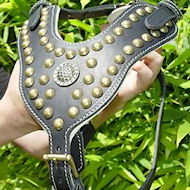 Royal Dog Harness - Exclusive Design Studded Leather Harness