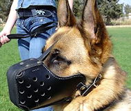 Leather dog muzzle 'Dondi' style For German Shepherd Dog