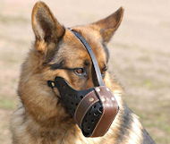 Leather dog muzzle 'Dondi'-plus style For German Shepherd