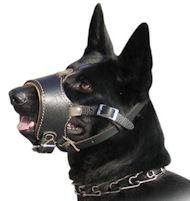 Leather Muzzle for German Shepherd - Padded Anti Barking muzzle