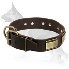 Buckled Leather German Shepherd Collar with Riveted Plates