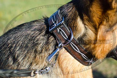 Barbed Wire Painted Leather German Shepherd Collar