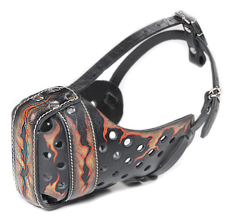 handpainted leather dog muzzle-art dog muzzle for German Shepherd
