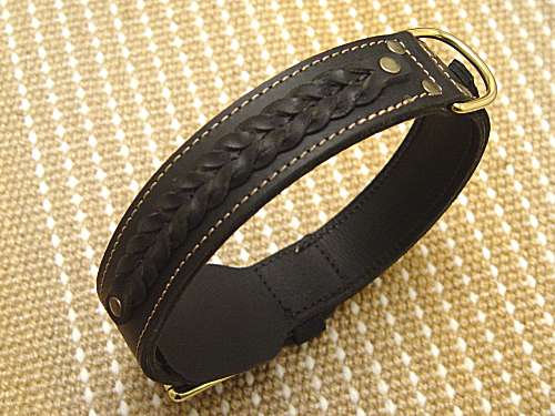 Gorgeous Wide 2 Ply Leather Dog Collar for german shepherd
