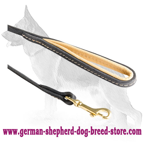 Strong Snap Hook on Leather German Shepherd Leash 