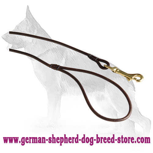 Brass Snap Hook on Leather German Shepherd Leash