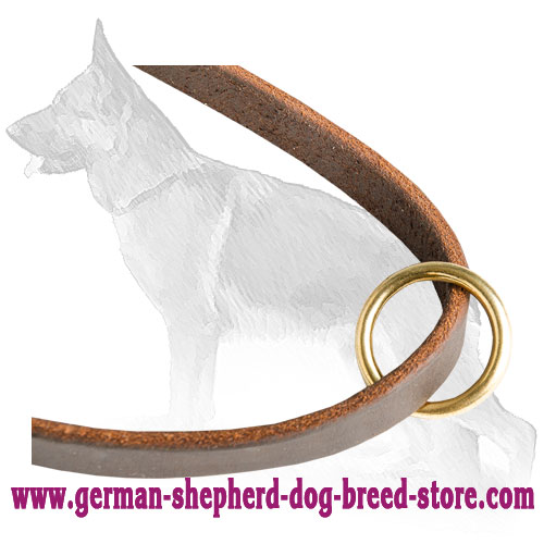 Strong O-Ring on Leather German Shepherd Leash