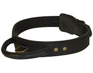 2 ply leather agitation dog collar with handle