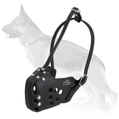 Training Leather German Shepherd Muzzle with Good Air Flow