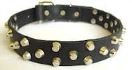 Small pyramids/studs 3 rows leather dog collar - c37