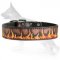 German Shepherd Leather Dog Collar Handpainted Flames