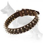 3 Rows Leather Spiked and Studded German Shepherd Dog Collar