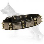 German Shepherd Leather Dog Collar With Massive Plates
