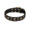 'Jolly Rojer' FDT Artisan German Shepherd Leather Dog Collar with Pirate Skulls and Studs - 1 1/2 inch (40 mm) wide