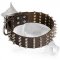 German Shepherd Leather Dog Collar Spiked 4 Rows