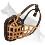 Leather Basket Dog Muzzle For German Shepherd Training