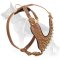 Brass Spiked Leather Harness For German Shepherd Dog