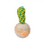 German Shepherd Rubber Ball on Nylon Rope with Hollow inside - 2 inches (5 cm)