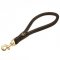 Short Leather German Shepherd Pull Tab Leash with Round Handle