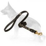Studded Leather Dog Leash for Walking and Tracking