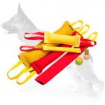 Huge Dog Training Set of French Linen Tugs and 3 Toys as a Gift