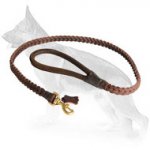 Full-Braided Leather German Shepherd Leash with Round Handle