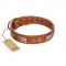 "Pawsy Glossy" FDT Artisan Exclusive Tan Leather German Shepherd Collar 1 1/2 inch (40 mm) wide