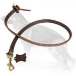 Pocket Leather German Shepherd Leash with Pull Tab 2 foot