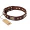 "Loving Owner" FDT Artisan Decorated Leather German Shepherd Collar with Plates and Studs