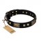 "Biker Style" FDT Artisan Black Leather German Shepherd Collar with Old Bronze Look Plates and Skulls