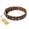 'High Fashion' FDT Artisan Embellished Brown Leather German Shepherd Collar
