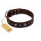"Pure Sensation" Exclusive FDT Artisan Brown Leather German Shepherd Collar with Fancy Brooches and Studs