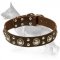 Deluxe Rock n Roll Leather Collar with Silver like Decor