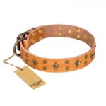 'Top-Flight' FDT Artisan Adorned Tan Leather German Shepherd Collar