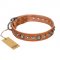 "Daily Chic" FDT Artisan Tan Leather German Shepherd Collar with Decorations