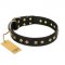 "Rhomb Style" FDT Artisan Decorated Leather German Shepherd Collar with Old Bronze-Plated Studs 1 1/2 inch (40 mm) Wide