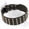 Wide Studded German Shepherd Leather Dog Collar