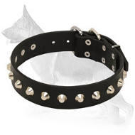 Gorgeous Daily Elegance Leather Collar with Silver-like Cones