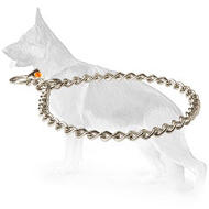 Silver-like Steel Choke Collar with Red HS Label - 1/9 inch ( 3mm)