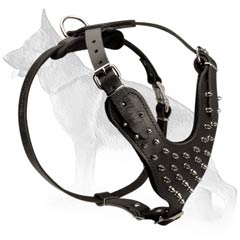 Spiked Leather Harness For German Shepherd Dog