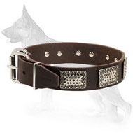 Leather German Shepherd Collar with Massive Plates