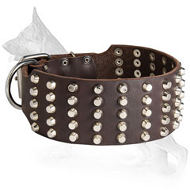 German Shepherd Leather Dog Collar Pyramids Five Rows