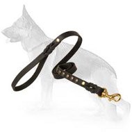 Studded Leather Dog Leash for Walking and Tracking