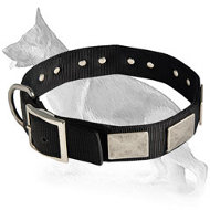 Nylon Dog Collar For Large and Medium Breeds With Vintage Plates