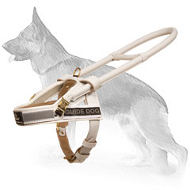 White Leather German Shepherd Harness for Guide and Assistant Dogs
