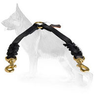 Braided Leather German Shepherd Coupler Leash for Walking 2 Dogs - Length 12 Inch
