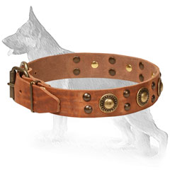 Leather German Shepherd Collar Decorated