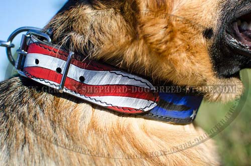 American Pride Painted Leather German Shepherd Collar