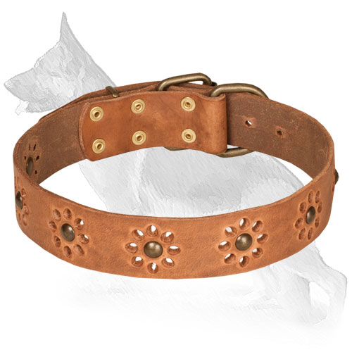  Tan Leather Collar for German Shepherd 